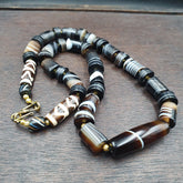 Antique Yemeni Agate Natural Rare pattern Banded Agate Bead Necklace